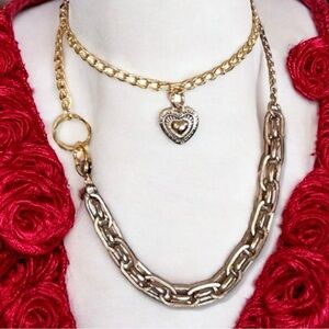Assemblage necklace vintage chains can be long or a choker mixed metal —see pics